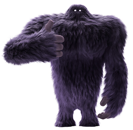 monster thumbs up about us