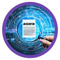 Magnifying glass examining a job description