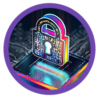 Lock icon on circuit board